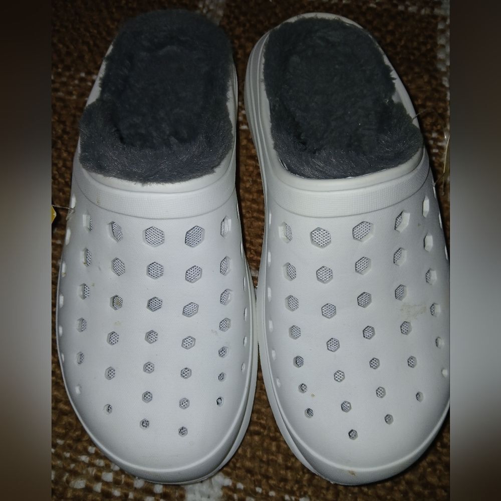 Joybees Adult Unisex Active Clogs White Faux Fur Lining Size 10 Womens